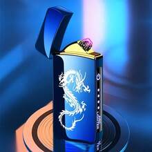 Double Arc Windproof Flameless Fingerprint Touch Lighter With LED Battery Display, USB Touch Metal Plasma Lighter, Men's Gift - 彩色 - 查看 12