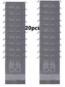 Conjunto de 20 Sacos Organizadores para Sapatos, à Prova de Poeira, com Fecho de Cordão, Transparentes e Impermeáveis, Ideais para Viagens, Atividades ao Ar Livre e Passeios.