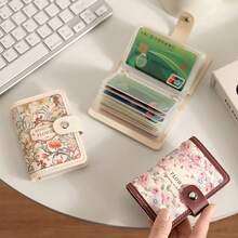 Minimalist Vintage Leather Card Holder: Sleek Slim Design, RFID Blocking, Multi-Slot & Durable, Travel Essential For European & American Women - 隨機 - 查看 3