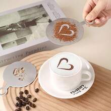 Moldes de Arte em Café Latte de Aço Inoxidável, Moldes de Impressão, Moldes Decorativos Sofisticados para Impressão de Espuma de Leite, Polvilho - Multicolorido - Visão 1