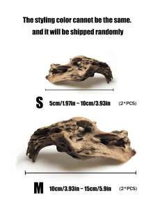2件装水族箱沉木装饰，适用于鱼缸、龟缸、微景观、雨林/陆生缸造景 - 棕色 - 查看 3