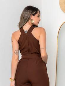 Tailored Jumpsuit M3094 - Rust Brown - View 6