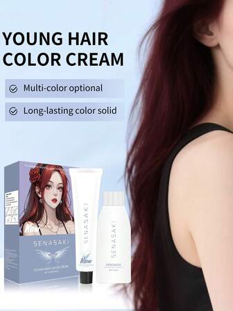 Tinte de pelo para uso doméstico que no daña el cabello, colores de moda, blanqueador, rosa-marrón, rojo frambuesa, color té negro, cubre las canas, colores populares, crema tinte de pelo.