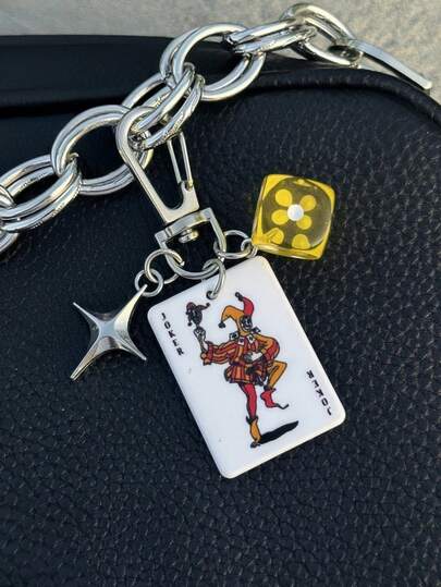 1pc Unisex New Creative Cartoon Dice Keychain Acrylic Playing Card Pendant Fashion Personalized Bag Charm Backpack Decor Keychain For Bag Car Accessories For Women,Edgy Y2K Subculture Accessory, Billiard 8 Ball Pendant, Bag Decoration