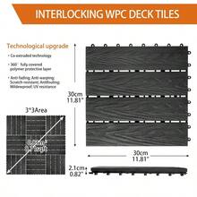 XZGB Polymer Composite Interlocking Deck Tiles Outdoor12x12 Composite Decking Boards For All Weather Use Waterproof Poolside Balcony Patio 4Pcs Black 4 Sqft - 黑色 - 查看 2