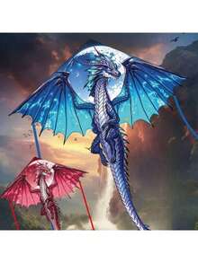 3D Cut, Durable Polyester Mysterious Ice Dragon Kite - Ideal For Outdoor Beach And Park Fun, Creative Holiday Gift Idea, Best Choice, Perfect Gift (The Picture Does Not Include The Tether Line Due To Beautification) - Multicolor - View 3