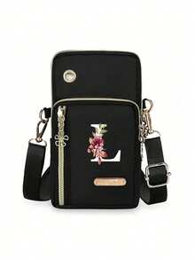 Women's Phone Pouch, Mini Crossbody Bag, Floral & Letter Pattern, Large Capacity Vertical Coin Purse, Equipped With Black Earphone Anti-Lost Strap, Sports Armband/Running Wristband, Mini Casual Crossbody Phone Bag With Earphone Hole, Fashionable Office Lady & Student Work Bag, Business Commute Briefcase, Anniversary Gift, Couple Gift, Birthday Gift, Valentine's Day Gift, Christmas Gift, Thanksgiving Gift - Multicolor - View 20