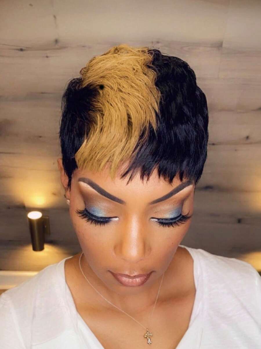Pixie Cut Wig For Women Human Hair 1B27 Color Short Wigs For Black Women Brazilian Virgin Real Human Hair Glueless Wig Party Wig Color Wig None Lace Front Full Machine Made Halloween Cosplay Layered Haircut Wig Pixie Wigs For Women