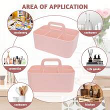 带提手塑料收纳盒，办公塑料收纳盒，便携式塑料收纳盒，适用于清洁用品、浴室用品、化妆品、美术用品、工艺品、文具、教室和办公室收纳整理，手持式收纳盒 - 彩色 - 查看 12