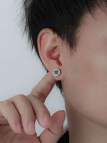 Pendientes con números romanos, pendientes sofisticados y únicos para hombres, pendientes de estilo minimalista y frío de nicho para hombres - Plateado - Ver 6