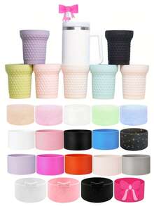 1/2 piezas Funda protectora de silicona para la parte inferior de botellas de agua de 40 onzas y 20 onzas/30 onzas, funda de silicona protectora compatible con termos