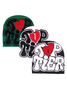 3顶Y2K系列顶级男女通用爱心字母针织帽，街头风骷髅帽，瑜伽帽，情侣针织帽，适合日常佩戴、户外运动，理想的冬季礼物装备 - TOP TIER - 查看 22