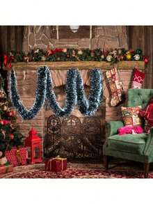 1 pieza Decoración colgante de listón metálico para árbol de Navidad de 3m/5m de largo, con puntas metálicas en rojo, verde y escarcha, guirnalda de fiesta de celebración de Año Nuevo y Navidad, decoración para interiores y exteriores, suministros para fiesta disco - Multicolor - Ver 4