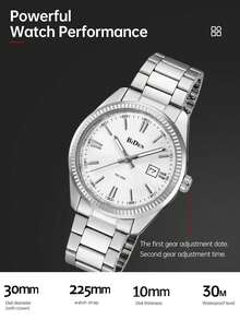 BIDEN 1pc Women's Business Sports Quartz Watch Classic Waterproof Luminous Calendar Creative Clock Stainless Steel Strap Women's Personalized Watch - trắng - Xem 8
