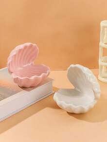 1pc Artistic Ceramic Shell Jewelry Tray, Elegant Decorative Half-Circle Key And Jewelry Holder For Entryway Or Vanity, Stylish Home Decor Piece, Perfect Thoughtful Gift For Mother Or Friend, Ideal For Weddings, Birthdays, Christmas, Thanksgiving, New Year, And Valentine's Day Celebrations - Versatile Jewelry Organizer - Multicolor - View 7