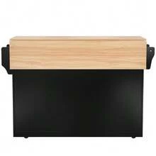 Serving Trolley With Folding Top, 120 X 46 (70) X 91 Cm, White, With Wheels And Interchangeable Wooden Feet, Ideal For The Kitchen And Dining Room. - Black - View 8