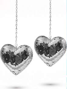 Quả cầu disco hình trái tim, quả cầu disco phản quang kiểu cổ điển, đồ trang trí disco treo, quả cầu gương treo màu bạc có dây xích, quà tặng ngày Valentine, thích hợp cho bàn làm việc, bàn ăn, phòng ngủ, nhà cửa, quán bar. - Nhiều màu - Xem 2