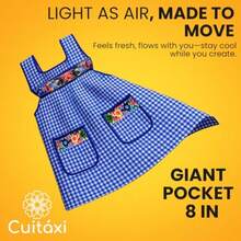 SLAW Cuitáxi Traditional Mexican Apron For Women With Pockets Beautiful Flower Embroidery - Mandiles Para Mujer Mexicanos Mandil - 均碼 - 查看 4