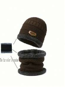 女士针织帽围巾套装（2件套），颜色随机，保暖内衬，秋冬季情人节礼物 - 多色 - 查看 10