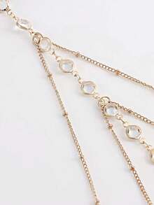 1件装女士性感多层链腿链，金/银色性感腿链，镶嵌仿钻多层串珠身体链