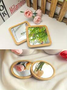 Espejo compacto de alta definición redondo, espejo de maquillaje de mano para viajes, espejo cosmético mini, espejo de mano decorativo para el Día de San Valentín de las mujeres, espejo artesanal, regalos, viajes, artículos baratos, artículos esenciales para viajes - Multicolor - Ver 15