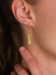 Customized Bubble Name Earrings, Personalized Bubble Name Earrings, Bubble Jewelry Gift For Mother, Anniversary Earring Gift, Bubble Wedding Earrings - Silver - View 5