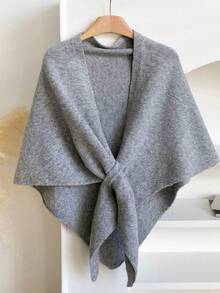 1pc Women's Solid Color Triangular Wool Blend Loose Knit Shawl, Elegant Style, Suitable For Outdoor Travel In Autumn/Winter And Snowy Season - Nhiều màu - Xem 7