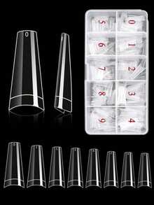 500pcs Half Cover False Nails Press On Nails Tips Long Coffin Clear Artificial Acrylic Nail Extension 10 Sizes For DIY Nail Art Salon Manicure Tools