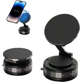 2025 New 360° Rotatable Aluminum Alloy Magnetic Car Phone Holder, Portable Foldable Design, One-Handed Operation, Applicable For Vehicle, Desk, Wall, Multi-Angle Adjustment. PS: Only Supports Installation On Smooth Surfaces. Birthday Gift, Gift For Family And Friends, Car Accessories, Car Phone Holder.