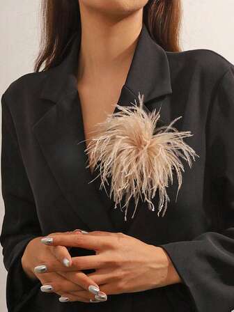 수제 보헤미안 깃털 꽃 브로치, 독특하고 우아하며 버서타일 깃털 꽃 옷깃 핀, 여성 결혼식, 파티, 모든 행사에 적합하며 훌륭한 선물이기도 합니다