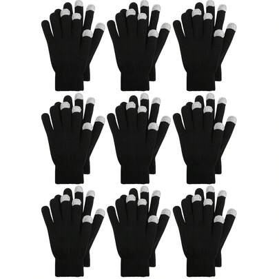 9 par, herr- och damvarma stickade lösa förpackningar, elastiska vinterhandskar med vassa spetsar och färger, elegant design, lämpliga för cykling, kallt väder, varma utomhushandskar med pekskärm.