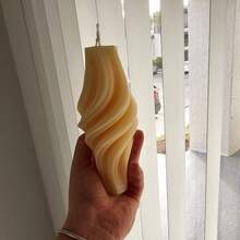 螺旋柱形硅胶蜡烛模具，不对称条纹设计，现代简约风格锥形柱形烛台模具，手工几何石膏陶瓷树脂模具，适用于香薰蜡烛制作、烛光晚餐装饰、家居饰品、工艺爱好者礼物、DIY生日礼物 - 白色 - 查看 4
