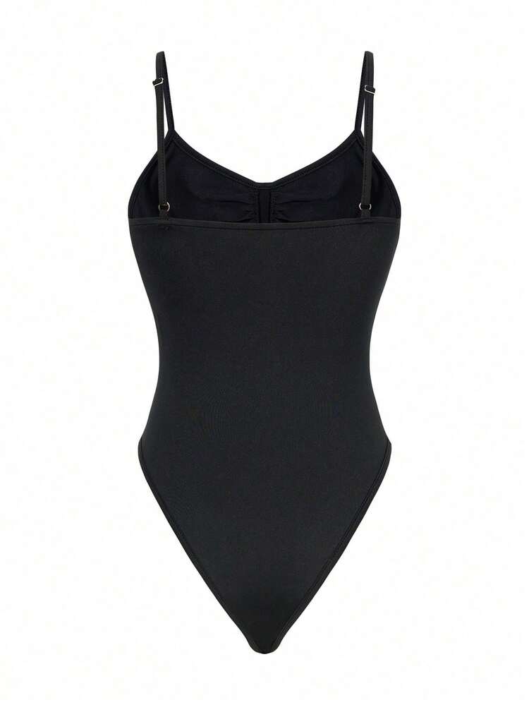 Y2K Sexy Bodycon Sporty Casual Bodysuit, Suitable For All Seasons Black Summer Elegant - Black - View 8