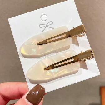 2个彩色醋酸纤维无缝发夹，甜美优雅的刘海/侧刘海夹，女士发饰，秋冬季，爪夹，发夹，发卡