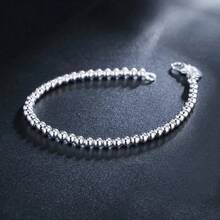 Fashion Elegant 925 Sterling Silver Plated 18K Gold 4mm Beads Chain Women Cute Bracelet High Quality Gorgeous Jewelry