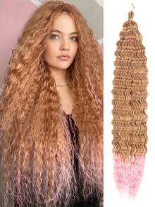 Long Deep Wave Braiding Hair 30 Inch Ocean Wave Crochet Hair Synthetic Deep Curly Crochet Hair Extensions For Women - Multicolor - View 20