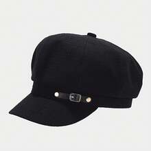 Women's Elegant Octagonal Beret - With Belt Buckle, Fashion Duckbill Hat, Creative Design, Artist Hat, Sun Protection, Spring Fashion Accessory | Elegant Buckle Details Suitable For Daily Commuting To Work AWMO - màu đen - Xem 3
