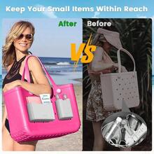 2 Pack Silicone Organizer Insert Compatible With All Bogg Bags, Wallet Holder Accessories, Wallet And Glasses Organizer Bags - Haute Pink - #2-灰色 - 查看 5