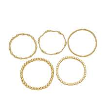 5件套不对称亚克力串珠手链，时尚优雅女士手链，适合日常佩戴，礼品之选。 - 金黃色 - 查看 5