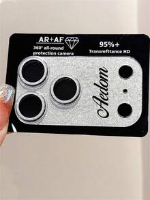 [Customized] Personalized Customized Letters Engraving Name Glitter Mobile Phone Lens Protective Pad Case Compatible With IPhone 17 Pro 17 Pro Max Prevent Scratches Shockproof Protective Cover - Silver - View 8