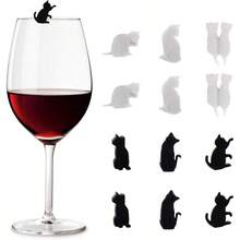 WSXC TENDYCOCO Wine Glass Markers Silicone Cat Drink Cup Identification Charms For Wedding Party Bar Club Glass Cup Sign 12pcs Mixed Color - 1825CM - Xem 2