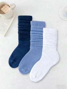 1/6 双混色女袜，秋冬款式随机，颜色包括蓝色、浅蓝色、白色、粉色、浅粉色、紫色中筒袜 - 彩色 - 查看 3