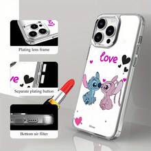 Miniso Disney Lilo & Stitch Phone Case, "Love" Themed Design With Stitch & Angel In Romantic Posefor IPhone 17/17 Pro/17 Pro Max/17 Air/16/15/14/13/12/11/X Series,Iphone 17 Pro Max Case,Iphone 17 Pro Case,Iphone 17 Case,Stocking Stuffers,The Girlfriend,The Chosen,Early Fall Fashion - Silver - View 5