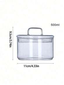 1pc Glass Food Storage Container With Lid, Airtight Leak-Proof, Heat Resistant, Fruit & Snack Organizer, Kitchen Salad Bowl - Clear - View 11