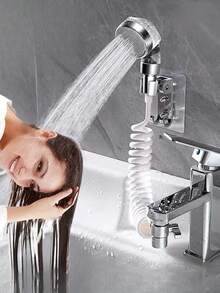 Regulowany zestaw natryskowy do baterii łazienkowej, bateria umywalkowa z prysznicem ręcznym, elastyczny wąż 79-calowy, łatwy montaż, mocowanie do ściany, trwała plastikowa konstrukcja, wielofunkcyjny do płukania i mycia, polerowana powierzchnia, nowoczesny minimalistyczny styl, idealny do umywalki łazienkowej, kuchennej, kampera, prezent świąteczny i remont domu - Wielokolorowe - Zobacz 5