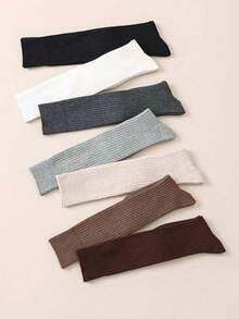 1 Pair Women's Cotton Solid Color Ribbed Knee High Socks, Fashionable Minimalist School Style - Multicolor - View 5