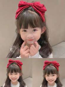 1Pc Hair Bow Princess Style Red Three-Layer Bow Adorable Hair Barrette Hair Ribbon Head Spring Hairpin Suitable For Daily Life Or Parties - Red - View 1