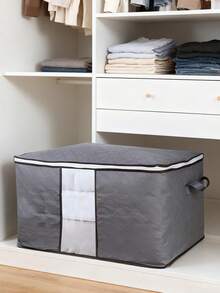 Set de 3/1 bolsa plegable para almacenamiento de ropa en el hogar, organizador de almacenamiento doméstico para ropa, ropa de cama, suéteres, almohadas y organización de armarios - Gris Claro - Ver 4