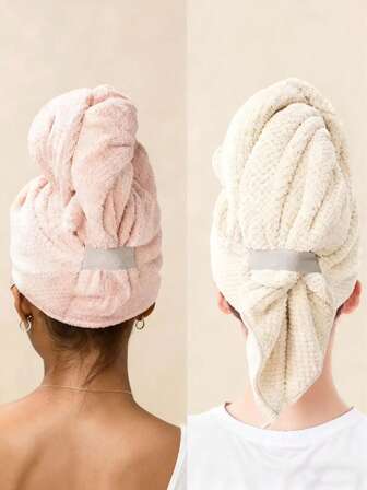 1/2pcs Large Microfiber Towel For Women, Super Absorbent, Quick Drying Hair, Towel For Long And Short Hair, Towel With Elastic Band, Suitable For Home Bathroom Decoration Summer