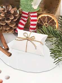 50pcs Pillow Shape Gift Boxes Set With Strings, Cookie Boxes, Wedding Candy Boxes, Small Business Supplies, Packaging Boxes, Wedding Decorations, Weddings, Gift Boxes, Wedding Supplies, Wedding Favors, Gift Boxes, Wedding Reception Decorations, Holiday & Party Supplies, Gift Wrapping - White - View 2